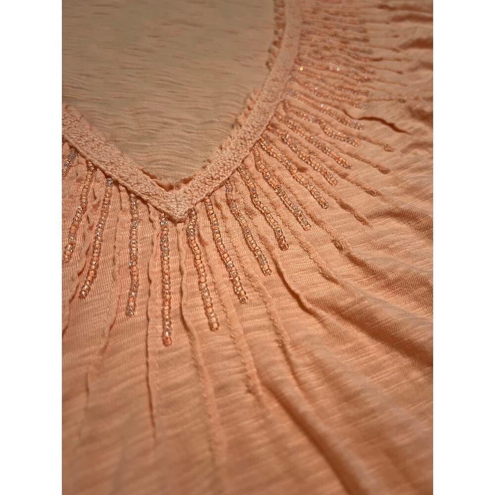 J.Crew Women’s 100% Cotton Ruffled and Beaded V-Neck Collar, Peach, Size M - Picture 2 of 10